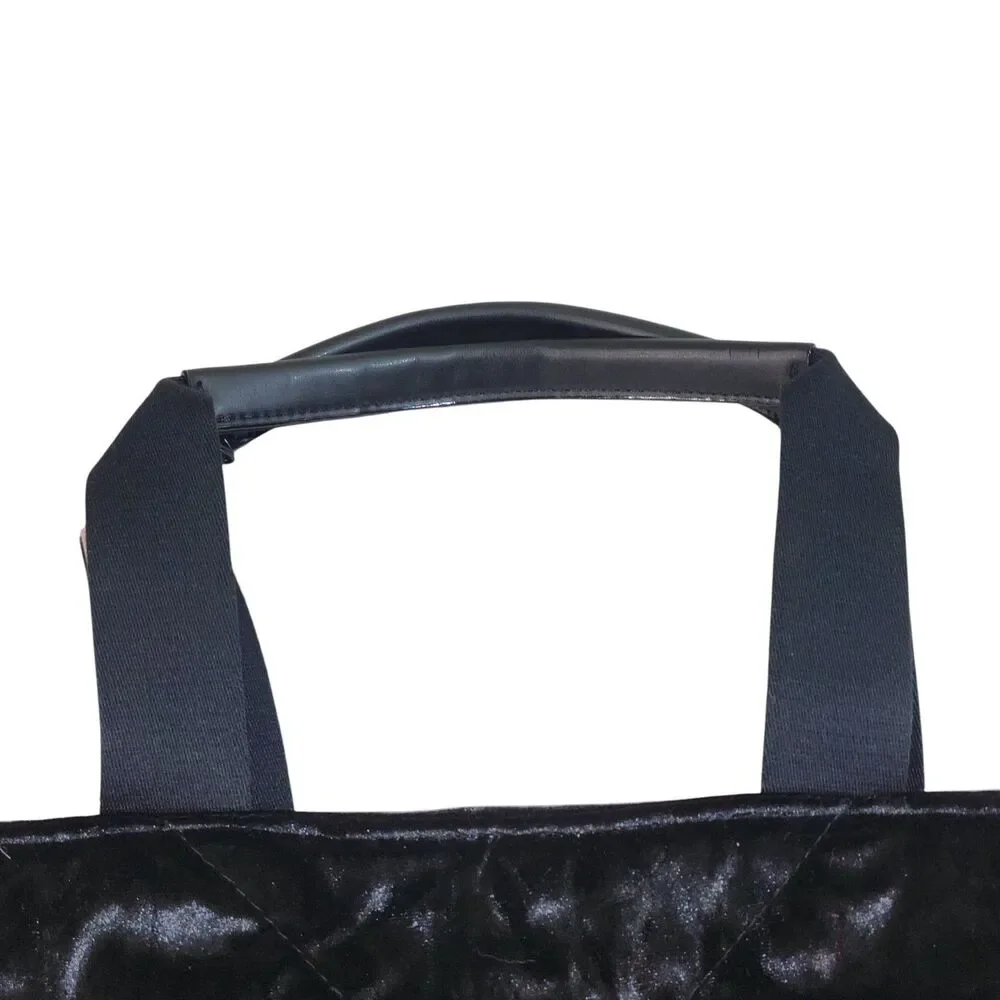 Victoria’s Secret Limited Black Chevron Crushed Velvet Quilted V Tote Bag
